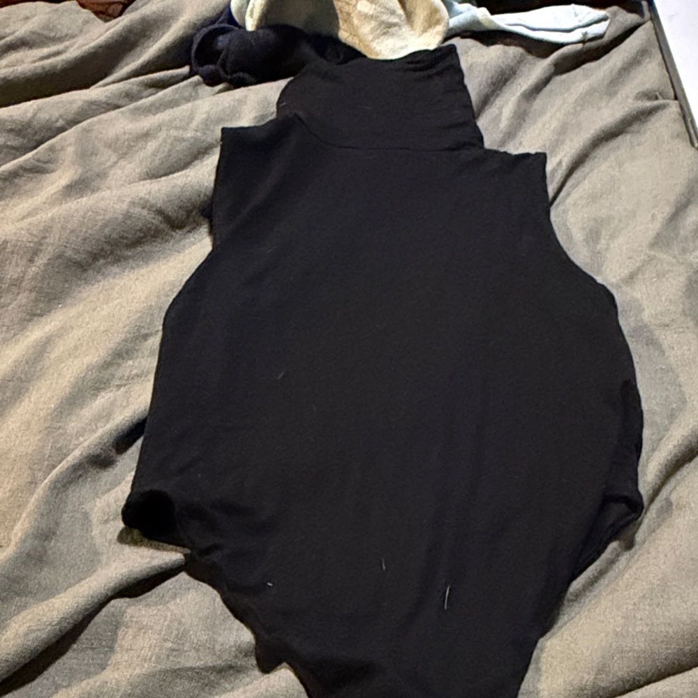 Re Ona Sleeveless Black Turtleneck Bodysuit